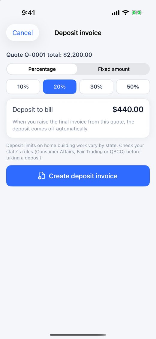 Deposit invoice