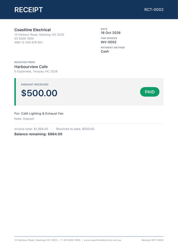 Payment receipt